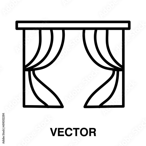 curtain icon in black line style icon, illustration on white background..eps