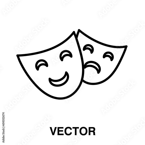 theatrical masks. emotions mask illustration on white background.