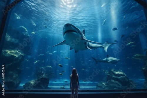 Phobia of sharks in the human mind. AI generated, human enhanced.