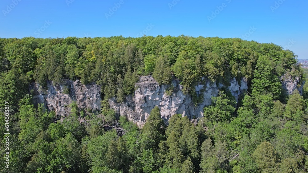 Rattlesnake Point Conservation Area lookout in province Ontario, Canada. Scenic and popular nature reserve. Rugged beauty and stunning views. Famous Canadian tourist vacation routs and attractions.