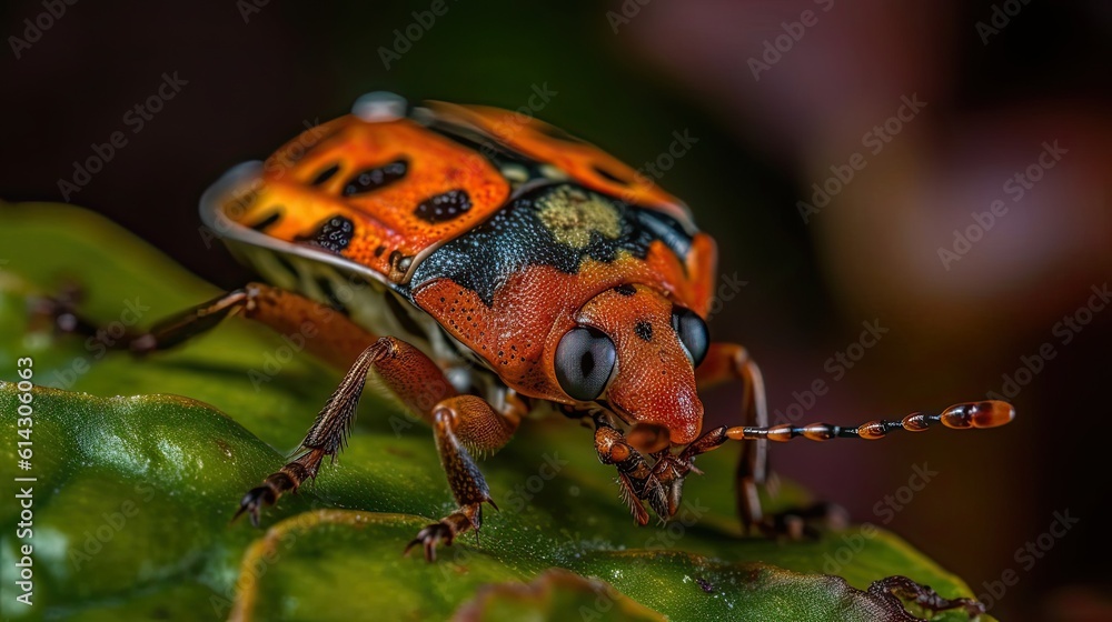 closeup of small orange insect with blur background closeup of small orange insect with blur background