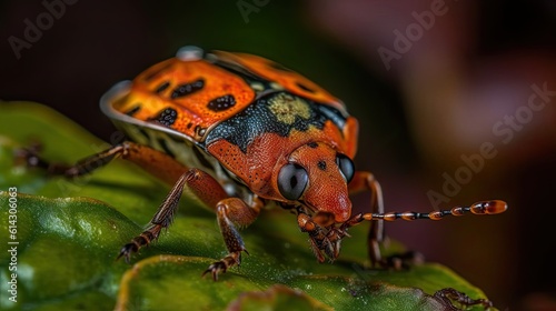 closeup of small orange insect with blur background