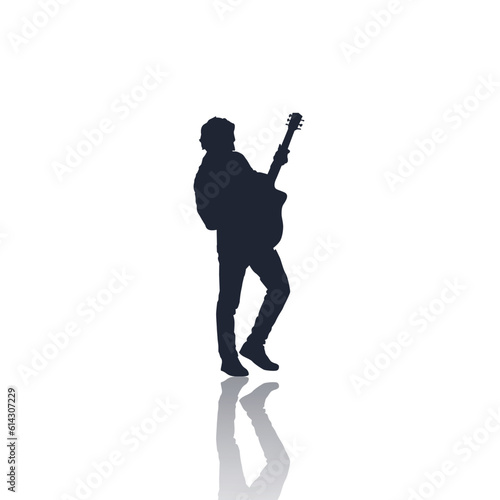 silhouette of a person playing guitar, guitarist, singer and musician playing guitar