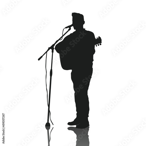 silhouette of a person playing guitar, guitarist, singer and musician playing guitar