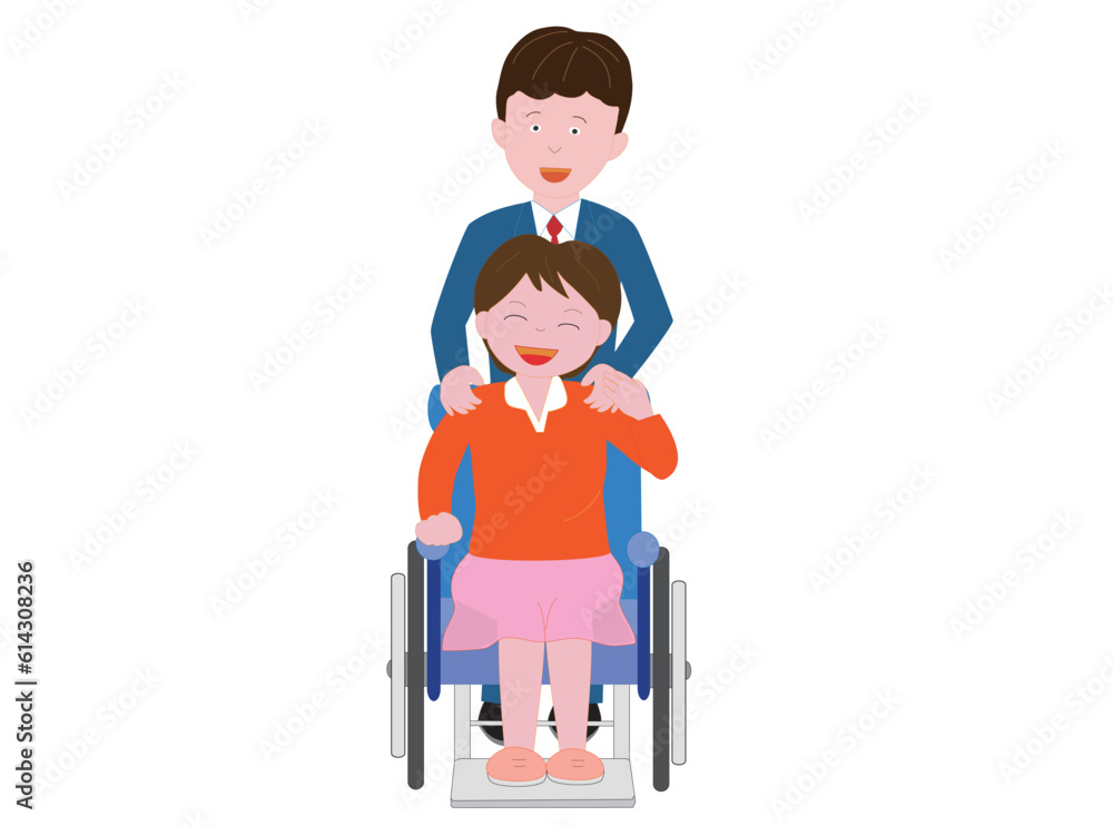 高校生の息子から介護を受けている母親。 高校生の息子から介護を受けている母親。