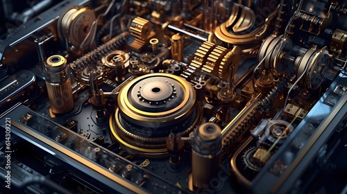 The intricate interplay of machinery, circuits, and innovation, portraying the evolution of technology with meticulous attention to detail through a camera. *AI Generated