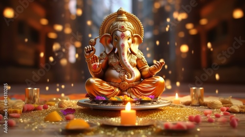 Ganesha Chaturthi, Ganesha illustration, Generative ai photo