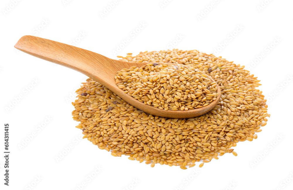Flax seeds heap in wood spoon isolated on transparent png Flax seeds heap in wood spoon isolated on transparent png