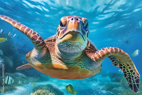 turtle swimming in the sea Generated AI