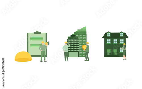 Vector Illustratin of Construction business abstract concept. Building permit regulations and safety, contractor service, construction site, engineering project, application form abstract metaphor.