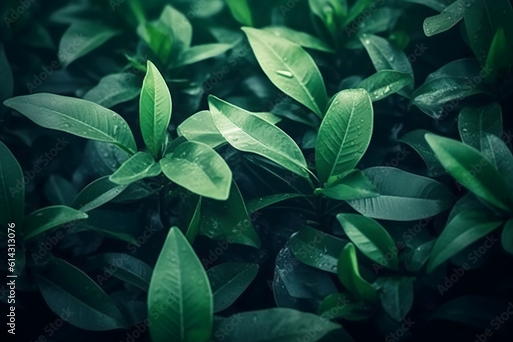 Obraz premium 초록색 잎을 근접해서 찍은 사진. 인공지능 생성