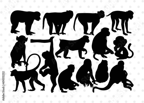 Monkey Silhouette, Monkey SVG, Chimpanzee Svg, Gorilla Svg, Ape Svg, Chimp Svg, Monkey Bundle, SB00294