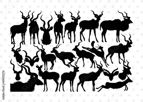 Fotografie Kudu Silhouette, Kudu SVG, Kudu Horn Svg, Antlers Svg, Animal Svg, Kudu Head Svg