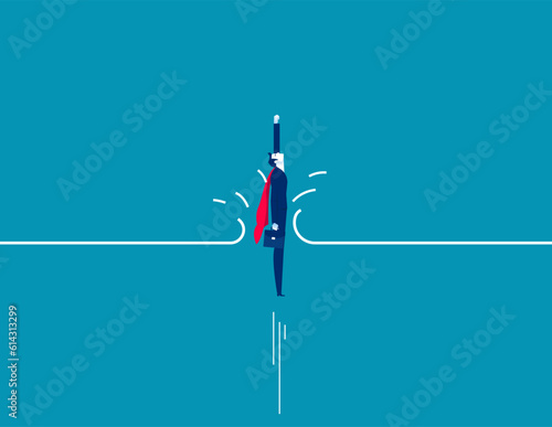 Breakthrough business obstacle to success. Business vector illustration