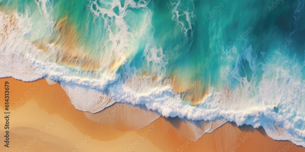 Overhead photo of crashing waves on the shoreline. Tropical beach surf. Abstract aerial ocean view Overhead photo of crashing waves on the shoreline. Tropical beach surf. Abstract aerial ocean view