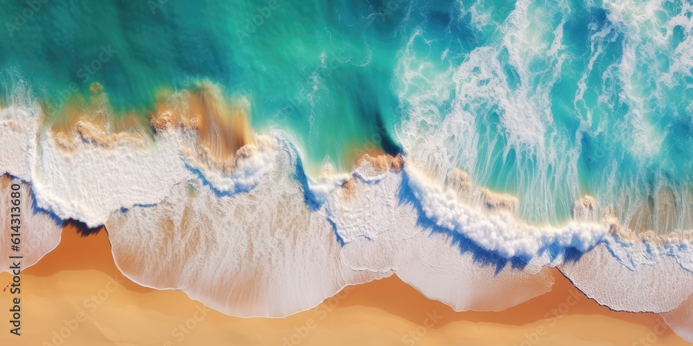 Overhead photo of crashing waves on the shoreline. Tropical beach surf. Abstract aerial ocean view Overhead photo of crashing waves on the shoreline. Tropical beach surf. Abstract aerial ocean view