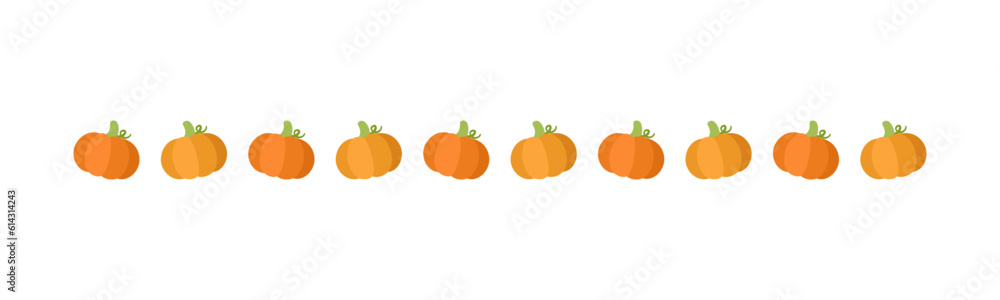 Autumn pumpkin separator border for Halloween, Fall and Thanksgiving season. Vector isolated on white background. Autumn pumpkin separator border for Halloween, Fall and Thanksgiving season. Vector isolated on white background.