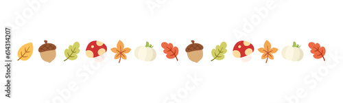 Autumn separator border for Fall and Thanksgiving season. Vector isolated on white background.