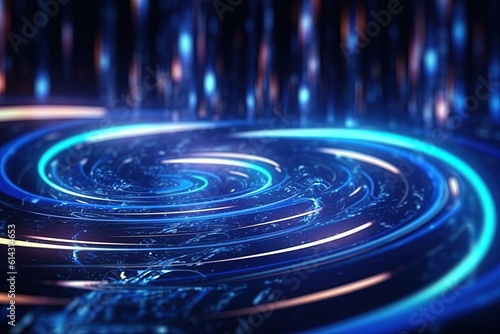 abstract futuristic background with green blue multicolor glowing neon moving high speed wave lines and bokeh lights. Data transfer concept Fantastic wallpaper, Ai Generative © AKKA