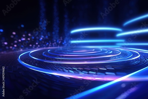 abstract futuristic background with green blue multicolor glowing neon moving high speed wave lines and bokeh lights. Data transfer concept Fantastic wallpaper, Ai Generative