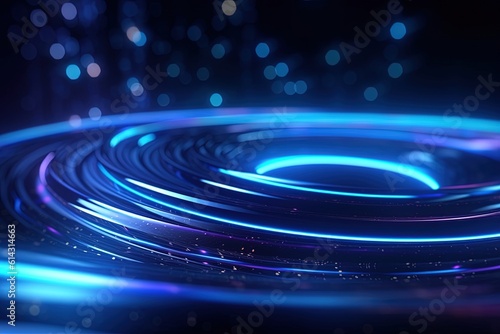 abstract futuristic background with green blue multicolor glowing neon moving high speed wave lines and bokeh lights. Data transfer concept Fantastic wallpaper, Ai Generative © AKKA