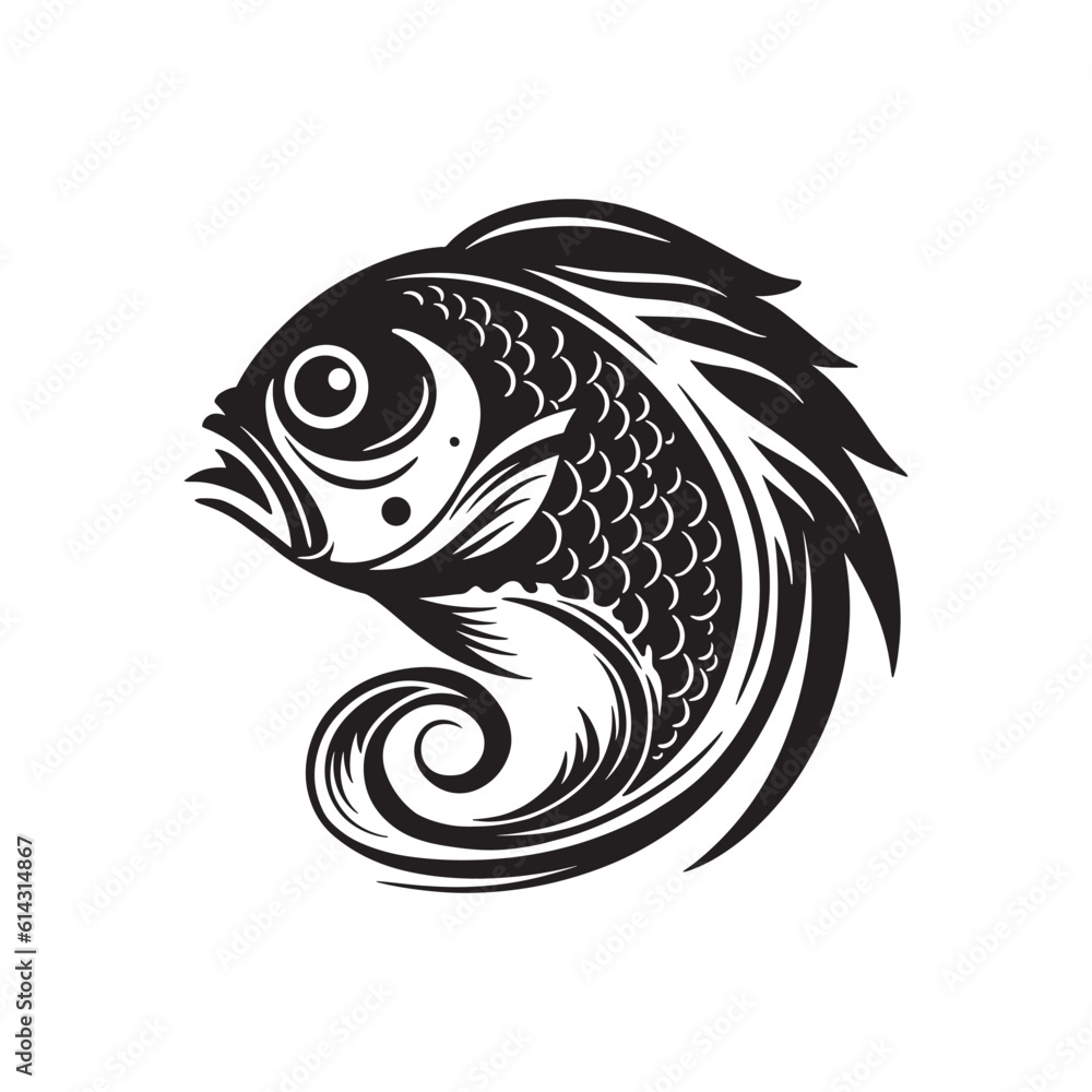 Fish illustration vector on white background