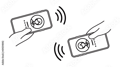 手に持ったスマートフォンで無線通信でマッチング・情報交換