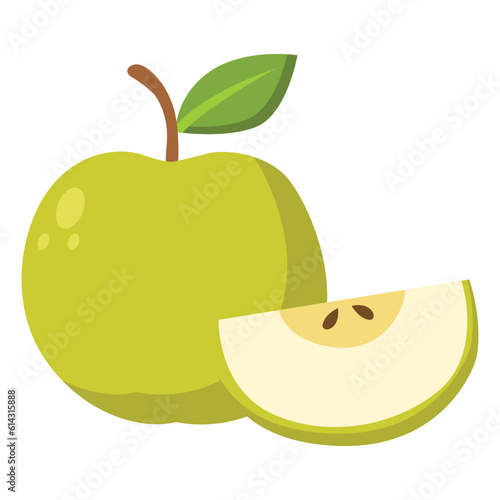 green apple with a slice