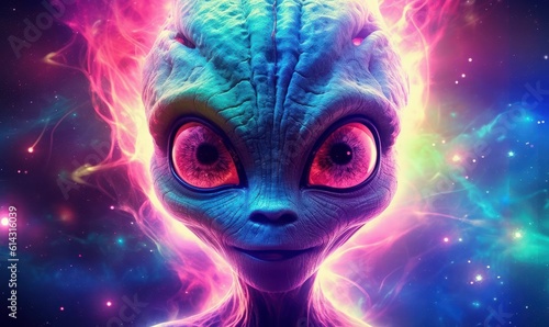 Colorful Alien Illustration Background. Generative Ai