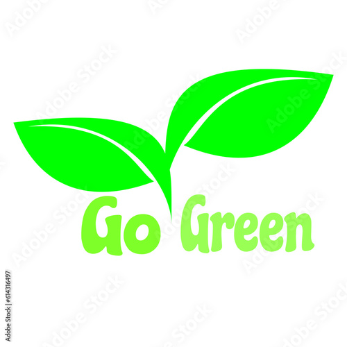 go green. Go Green icon with eco-friendly slogan - green pin with plant leaf and message inside - isolated vector motivation picture