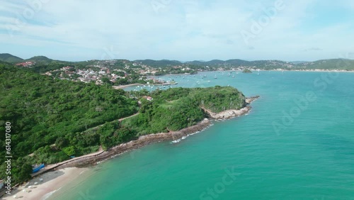 Wallpaper Mural Aerial landscape drone shot of the coastal town of Buzios in Brazil during a sunny day. Torontodigital.ca