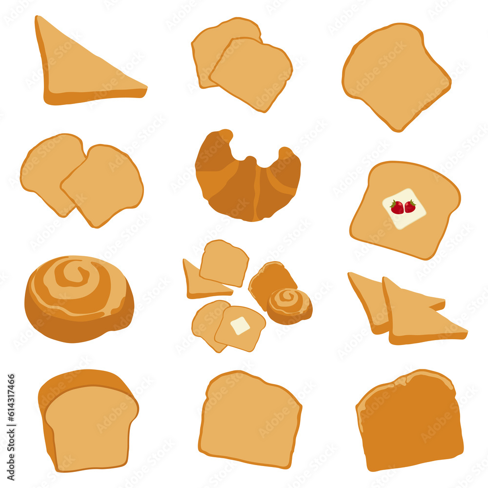 Set of bakery icon, bakery items, bread products for bakery and coffee shop. Set of bakery icon, bakery items, bread products for bakery and coffee shop.