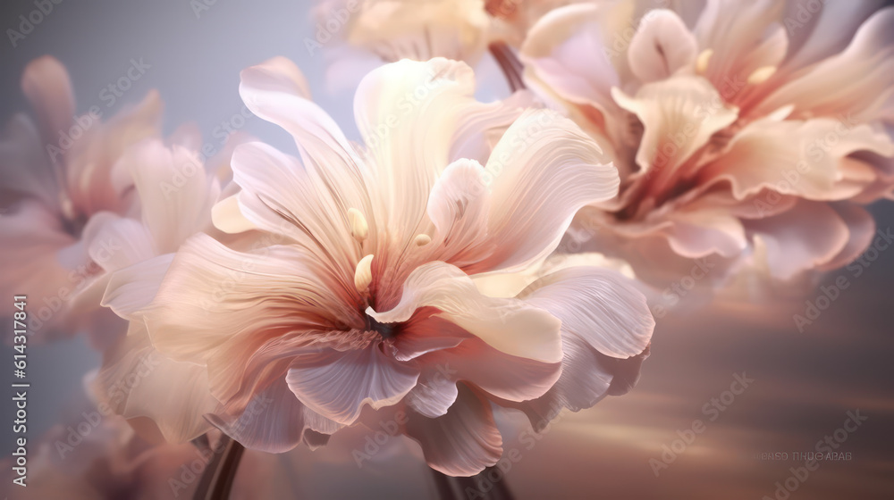 A tranquil image showcasing delicate and graceful whispering flowers that seem to communicate through their petals AI Generative A tranquil image showcasing delicate and graceful whispering flowers that seem to communicate through their petals AI Generative
