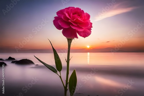 pink rose on the beach