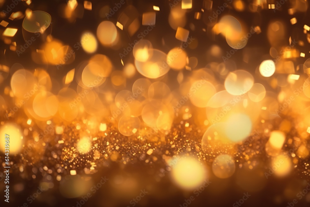 Abstract gold and blue Glitter Light bokeh background , Ai generative