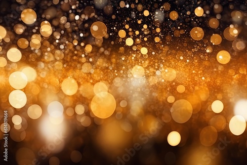 Abstract gold and blue Glitter Light bokeh background , Ai generative