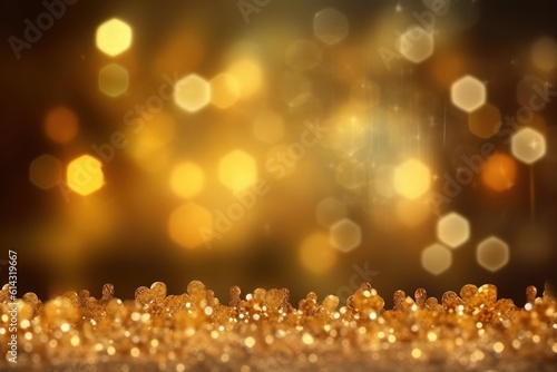 Abstract gold and blue Glitter Light bokeh background   Ai generative