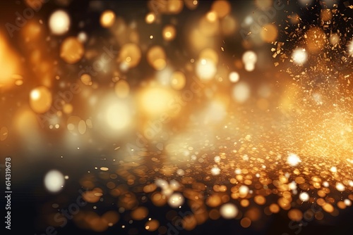 Abstract gold and blue Glitter Light bokeh background   Ai generative
