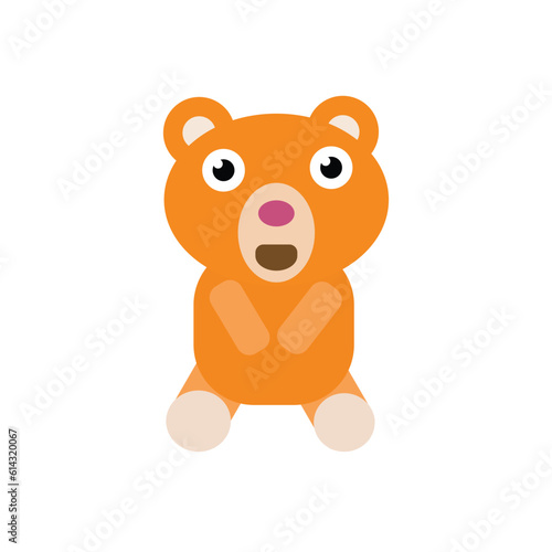 Vector isolated simple teddy bear toy drawing. Colorless contour cute plush bear tiny outline sketch.