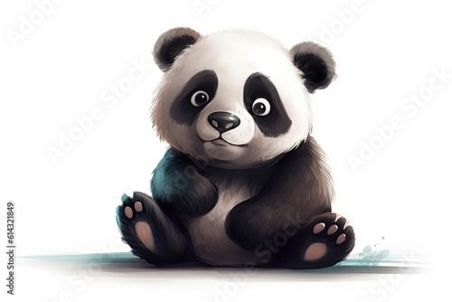 cartoon character cute panda on white isolated background. Generative AI illustration