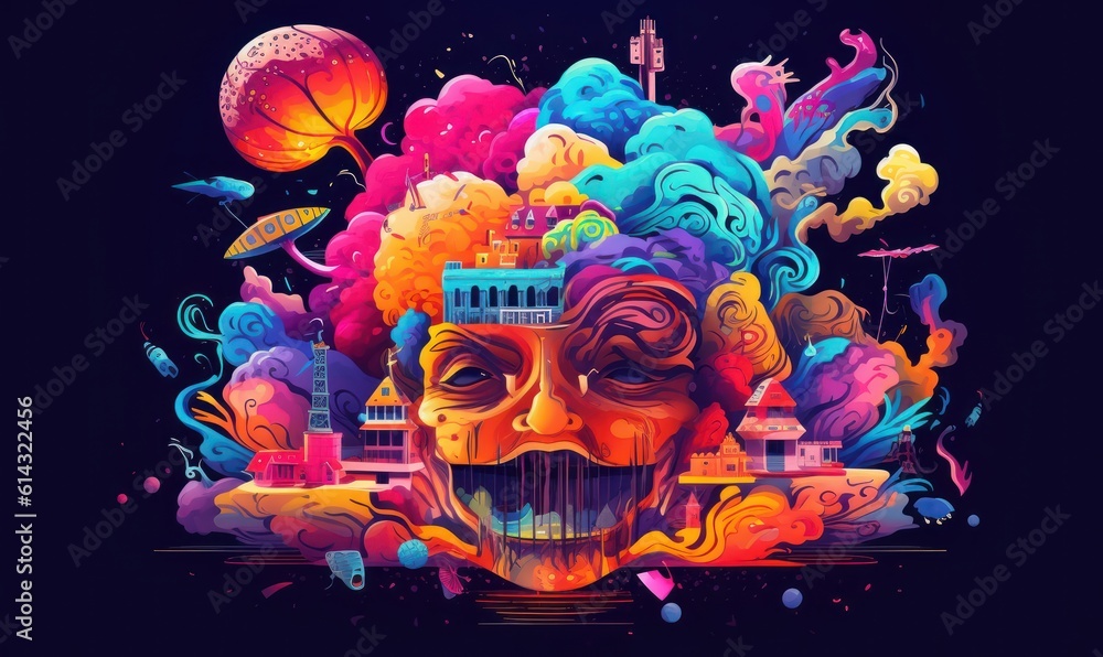 Colorful Creative Brain Illustration, Imagination and Inspiration Background. Generative AI Colorful Creative Brain Illustration, Imagination and Inspiration Background. Generative AI