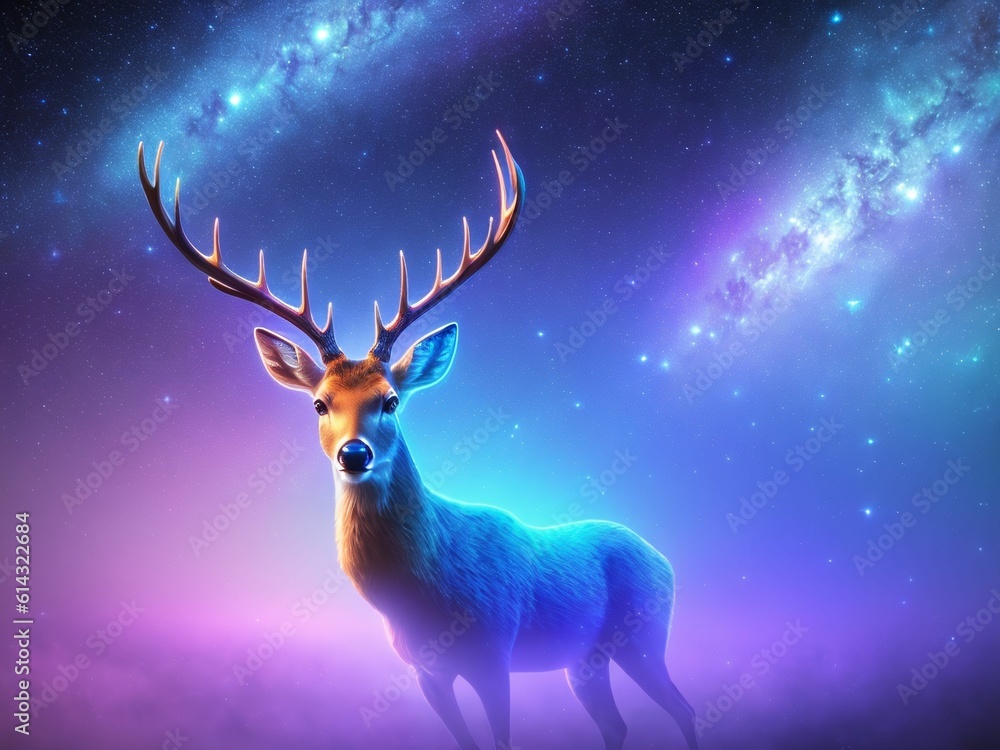 Fototapeta premium Solitary Deer Standing Space Portrait