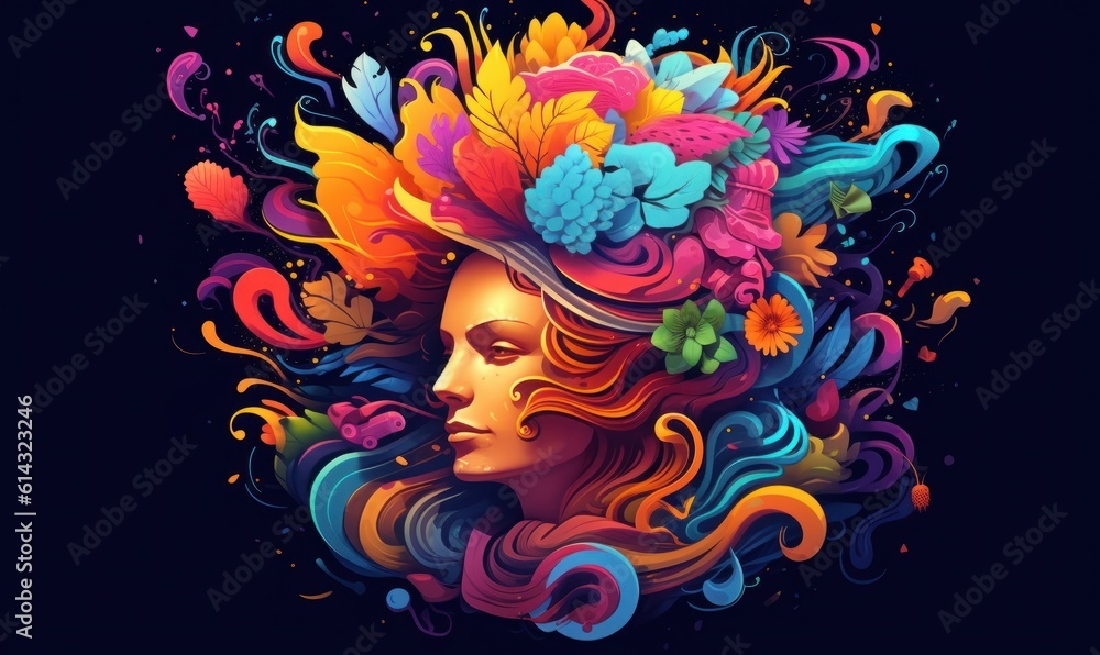 Creative Mind Colorful Background, Smart Thinking Concept. Generative Ai