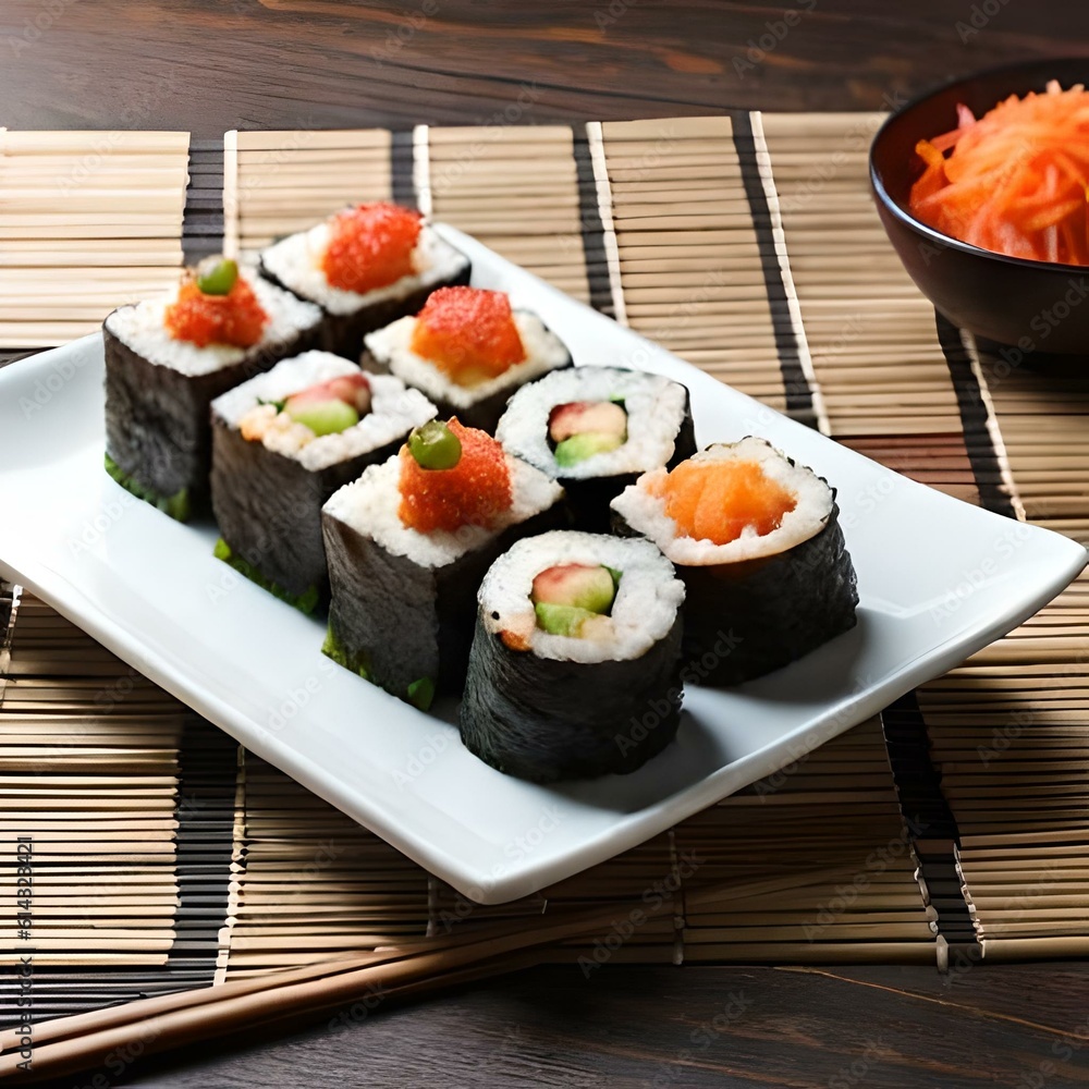 Sushi Delight: A Visual Feast of Exquisite Japanese Cuisine, ai generated Sushi Delight: A Visual Feast of Exquisite Japanese Cuisine, ai generated