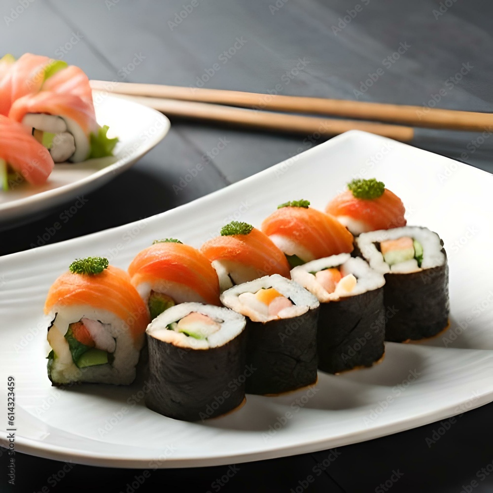 Sushi Delight: A Visual Feast of Exquisite Japanese Cuisine, ai generated Sushi Delight: A Visual Feast of Exquisite Japanese Cuisine, ai generated