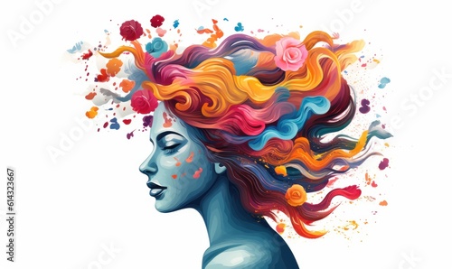 Creative Mind Colorful Background  Smart Thinking Concept. Generative Ai