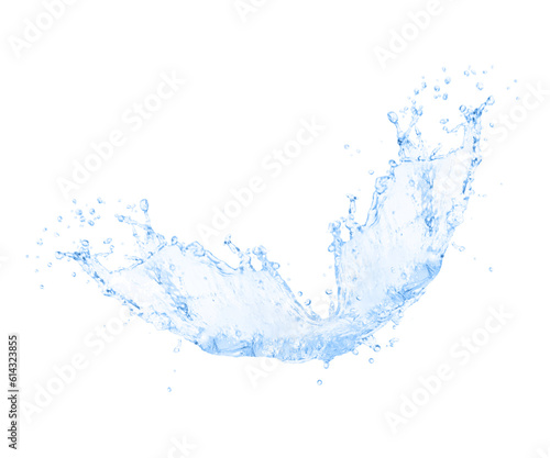 Blue water splash isolated on white.