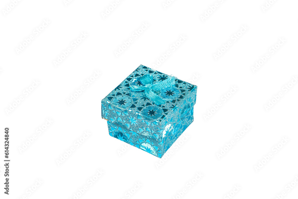 Blue square gift box with ribbon Blue square gift box with ribbon
