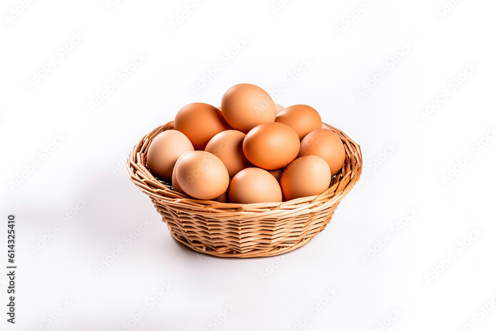 Eggs in basket isolated on white background Eggs in basket isolated on white background