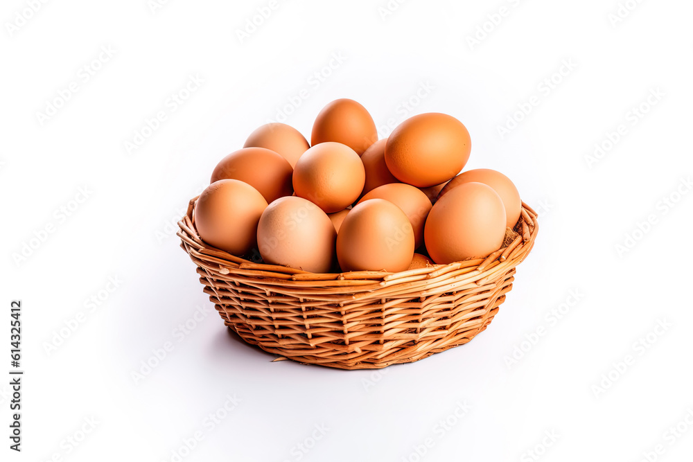 Eggs in basket isolated on white background Eggs in basket isolated on white background
